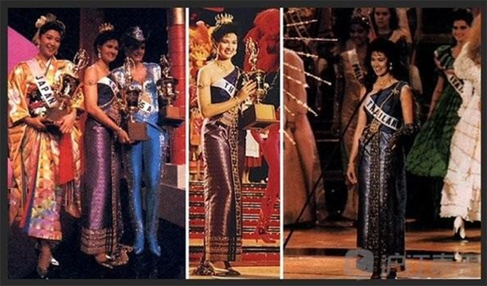 1988環球小姐最佳民族服裝-泰節基式無袖單肩禮服