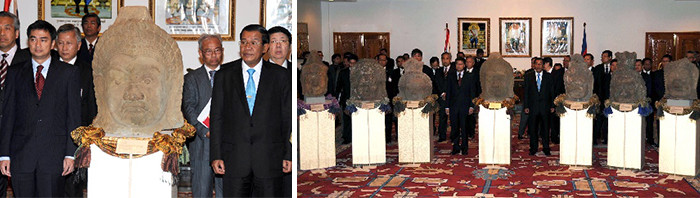 泰國歸還柬埔寨吳哥王朝被盗古文物的移交儀式