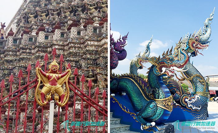 鄭王廟的金翅鳥裝飾、清萊藍廟的納迦龍裝飾